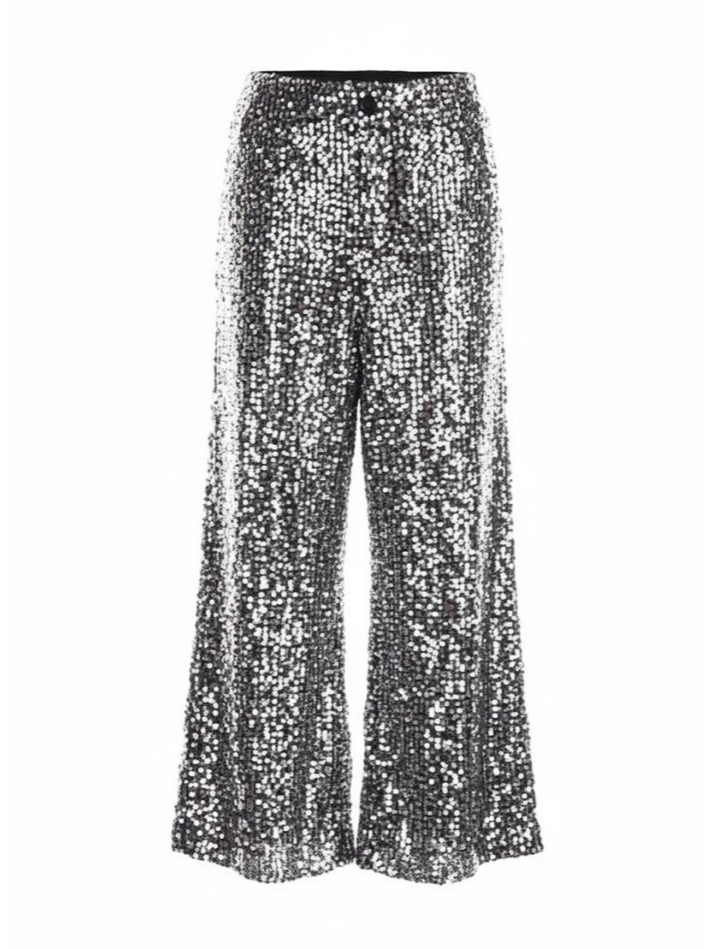 NWT Maeve by Anthropologie Colette in Black Silver Sequin Wide-Leg Crop Pants 28 - Picture 4 of 13